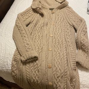Sweater jacket made in Ireland. 100% wool